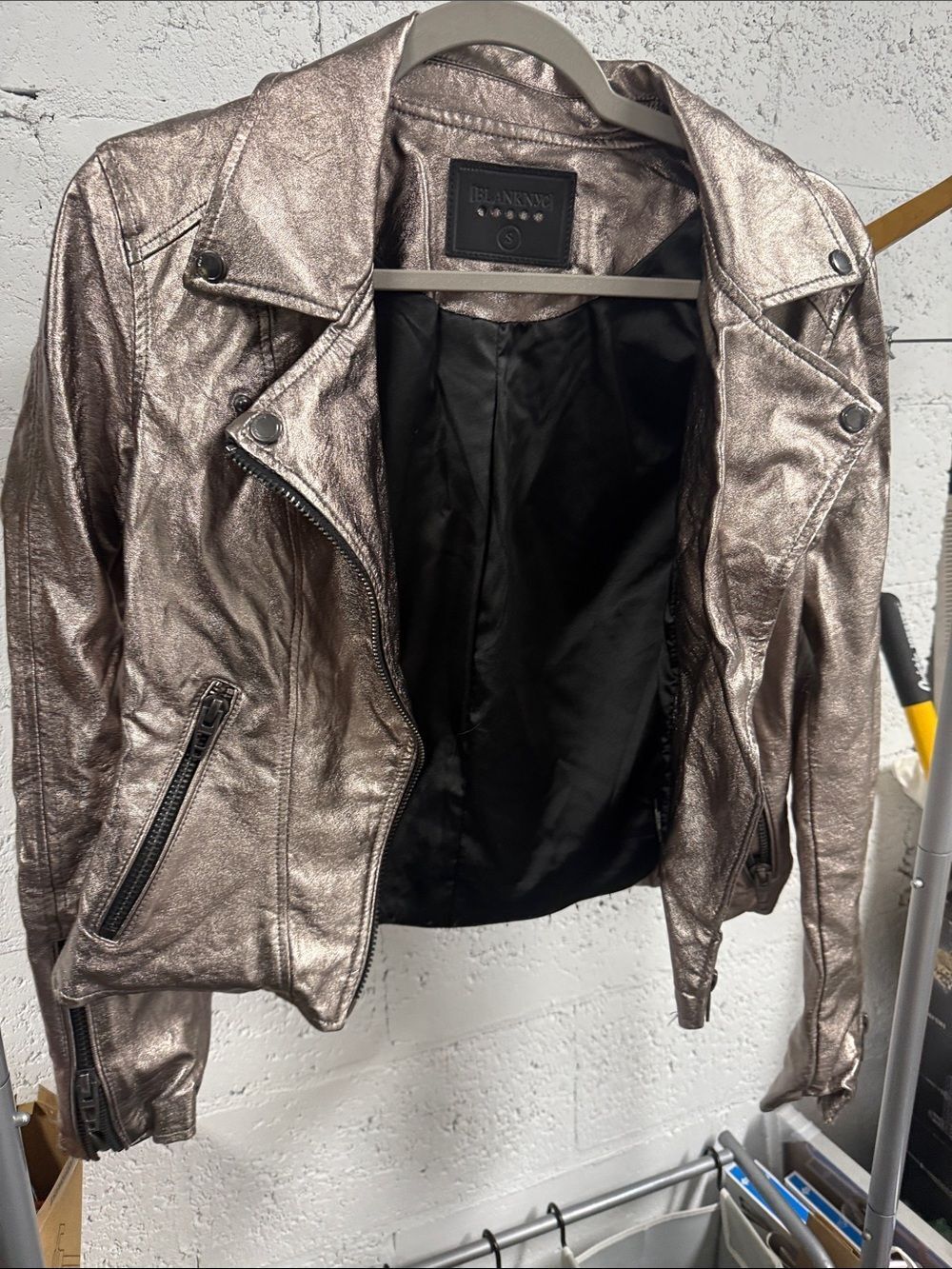 Blank NYC Metallic Taupe Moto Jacket NEVER WORN - Size Small